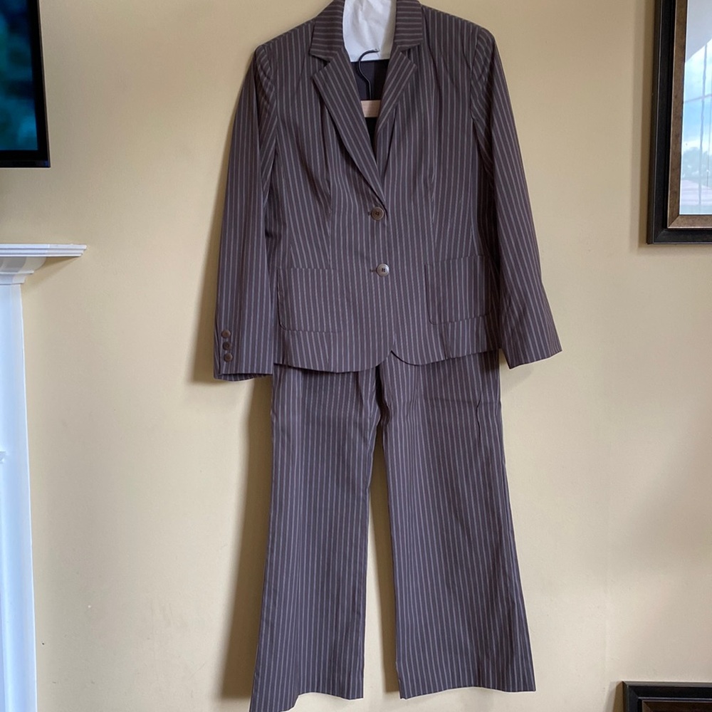 Talbots Brown pinstripe pant suit